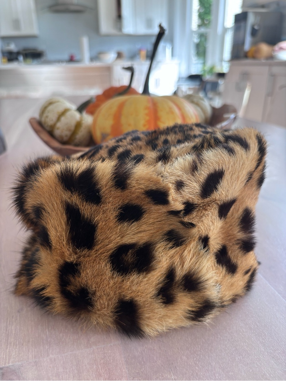 Leopard Fur pill box Hat - Brown/Black vintage gorgeous!!